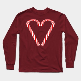 Peppermint Christmas Candy Cane Heart Long Sleeve T-Shirt